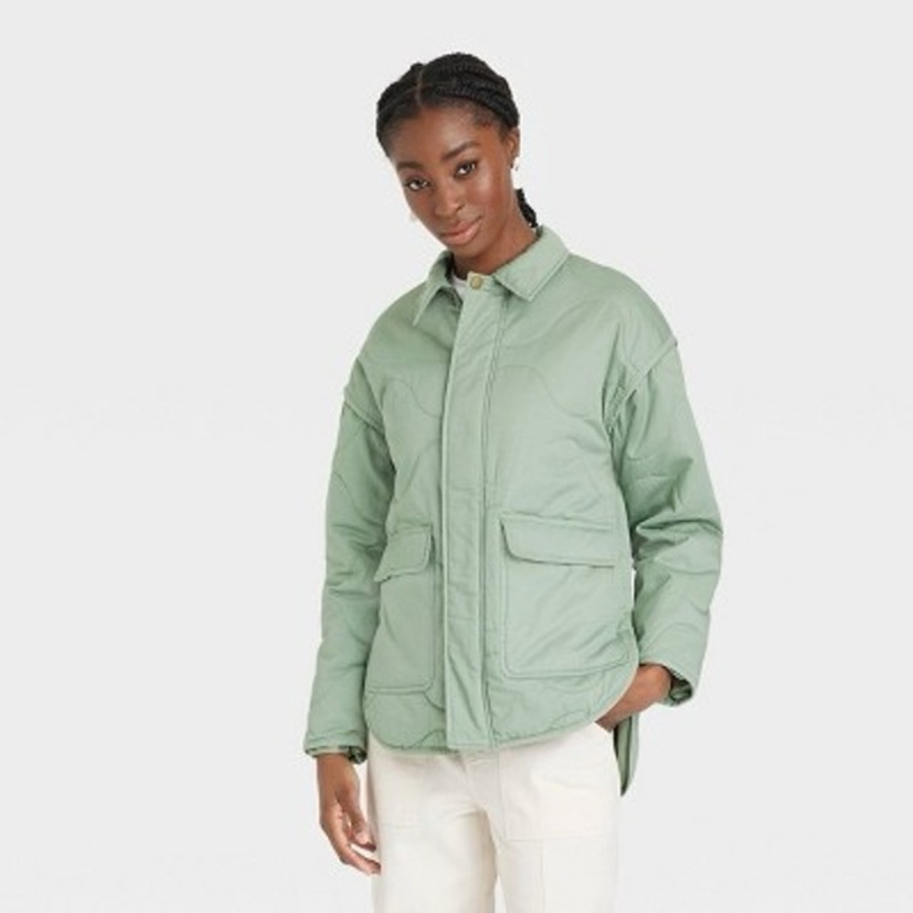 Women's Oversized Quilted Jacket - Universal Thread Size Small moss